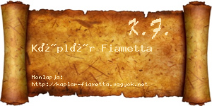 Káplár Fiametta névjegykártya